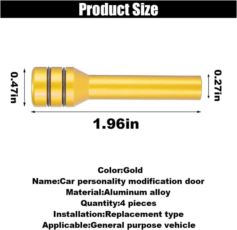 GLSOWEE 4PCS Car Door Lock Knobs, 1.96×0.47 Inch Door Lift Bolt Auto Inner Door Pull Pins, Aluminum Alloy Door Lock Cover Decor, Universal Car Accessories for Most Cars, Trucks (Gold) - Image 2